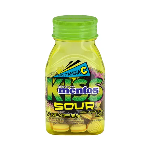 Pastilhas Mentos Kiss Sour Sabor Limão 38,5G