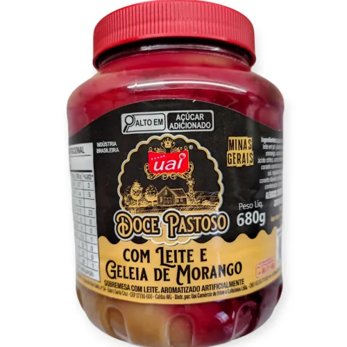 Doce Pastoso Com Leite e Geleia de Morango Gourmet Uai Tradicional 680G
